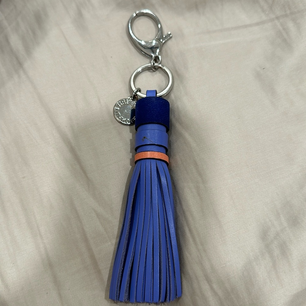 Rebecca Minkoff purple leather key chain bag tassel